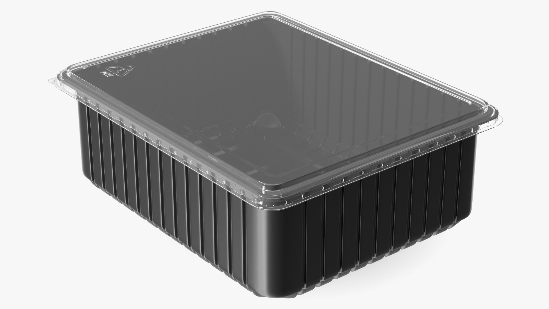 Rectangular Plastic Food Tray with Lid 32x26cm 3D model preview