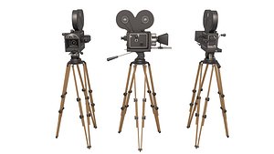 3D Vintage Video Camera and Tripod model