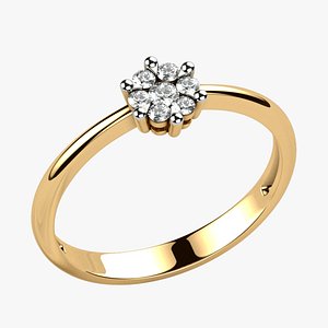 Illusion Setting Gold Ring 3D model