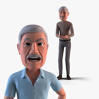 Cartoon Old Man Rigged biped-catRig