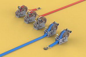 3D WINCHES HAND CRANK WINCH HOIST BELT WEBBING STRAP HOOK CRANE TON model