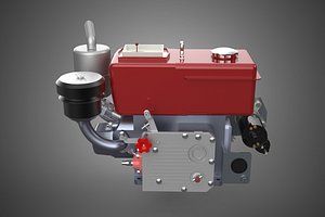 3D CHINESE SINGLE CYLINDER DIESEL ENGINE MACHINE ELECTRIC STARTER 4