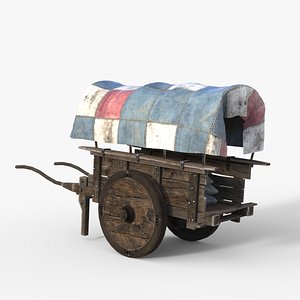Medieval Food Cart low-poly 3d model