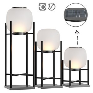 Modern Simplicity Solar Waterproof Cylinder Stainless Steel Acrylic LED Standing Floor Lamp For Outd