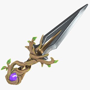 Stylized Fantasy RPG Weapon Sword Dagger Shortsword Seax Blade Knife Magical Forest Vine Branch
