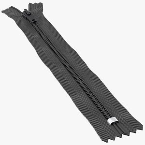 3D Closed End One Side Nylon Coil Zipper Black model