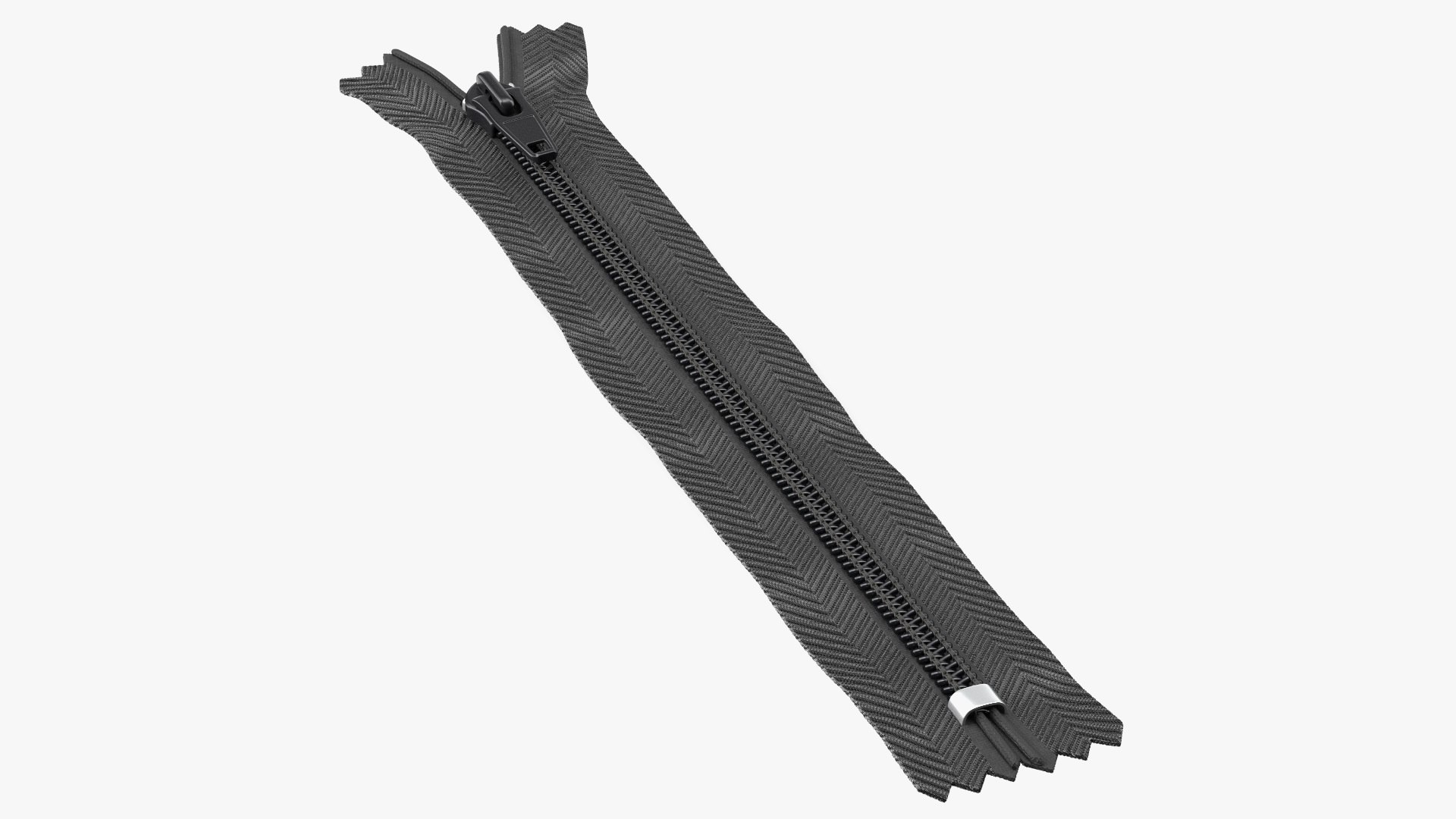 Closed End One Side Nylon Coil Zipper Black 3D model preview