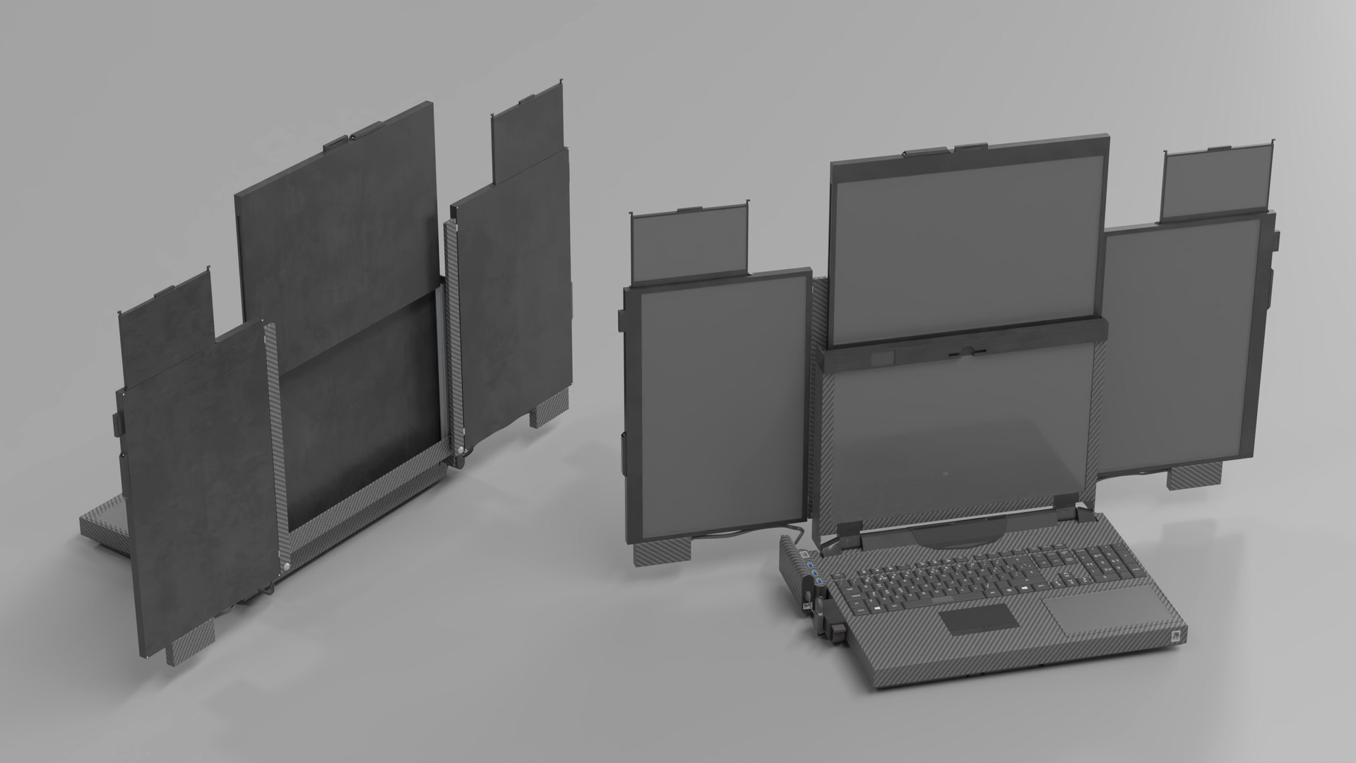 Professional Laptop With 7 Screens 3D Model - TurboSquid 2237774