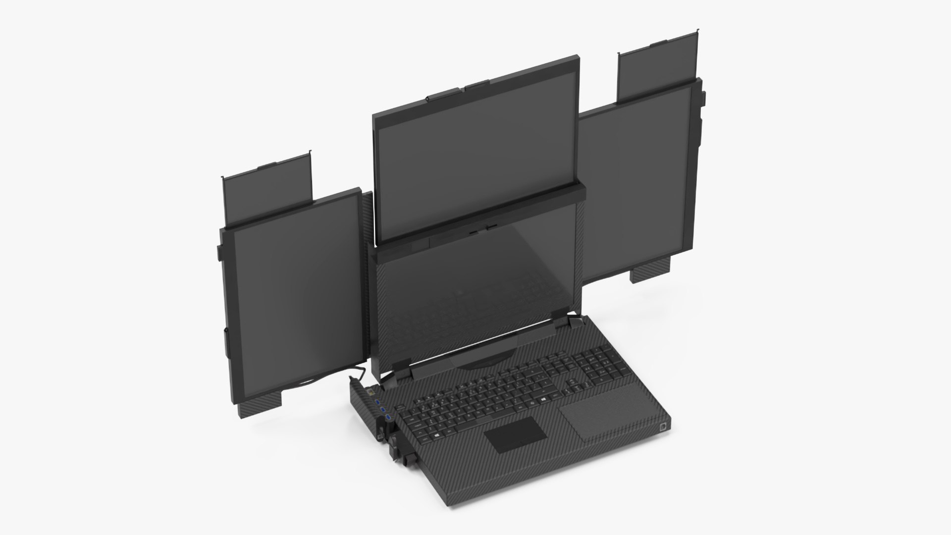 Professional Laptop with 7 Screens 3D model preview