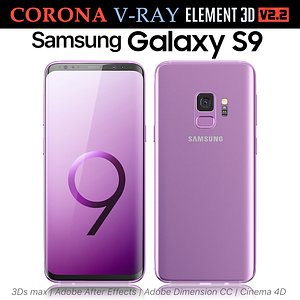 3D samsung galaxy s9 lilac model