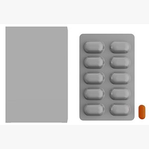 Tablet Blister and Cardboard Box 3D model