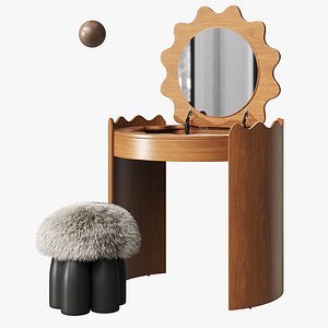 Dressing table Stacie and pouf Senufo 3D model