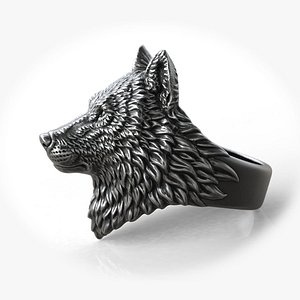3D model Wolf Head Animal Ring Jewelry