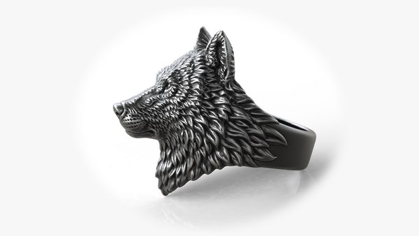 3D model Wolf Head Animal Ring Jewelry - TurboSquid 1876018