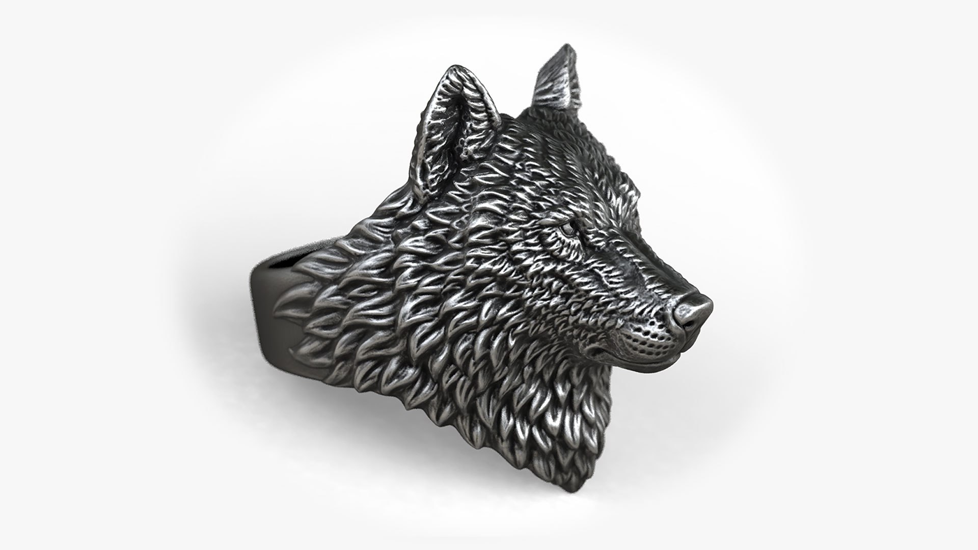 3D model Wolf Head Animal Ring Jewelry - TurboSquid 1876018
