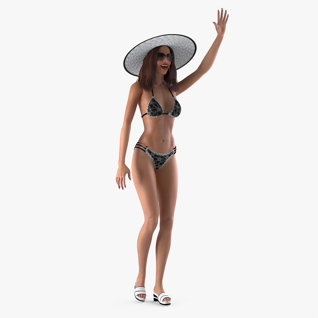 Bikini woman Rigged for Cinema 4D 3D model preview