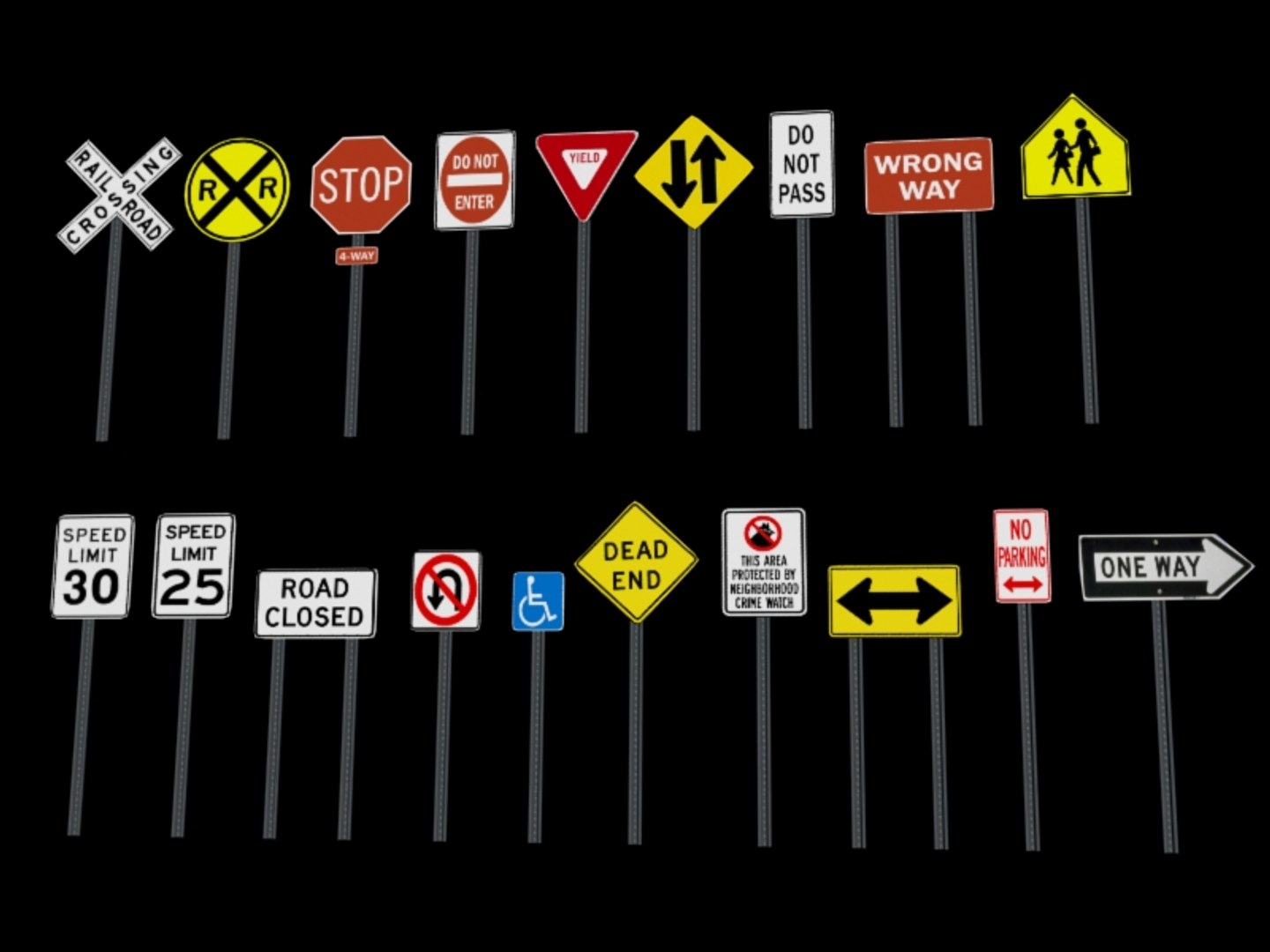 3d Model Of 20 Signs Street Set