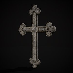 3D model Medieval Stone Wall Cross