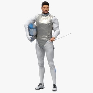 3D Male Fencer Foil Animated HQ