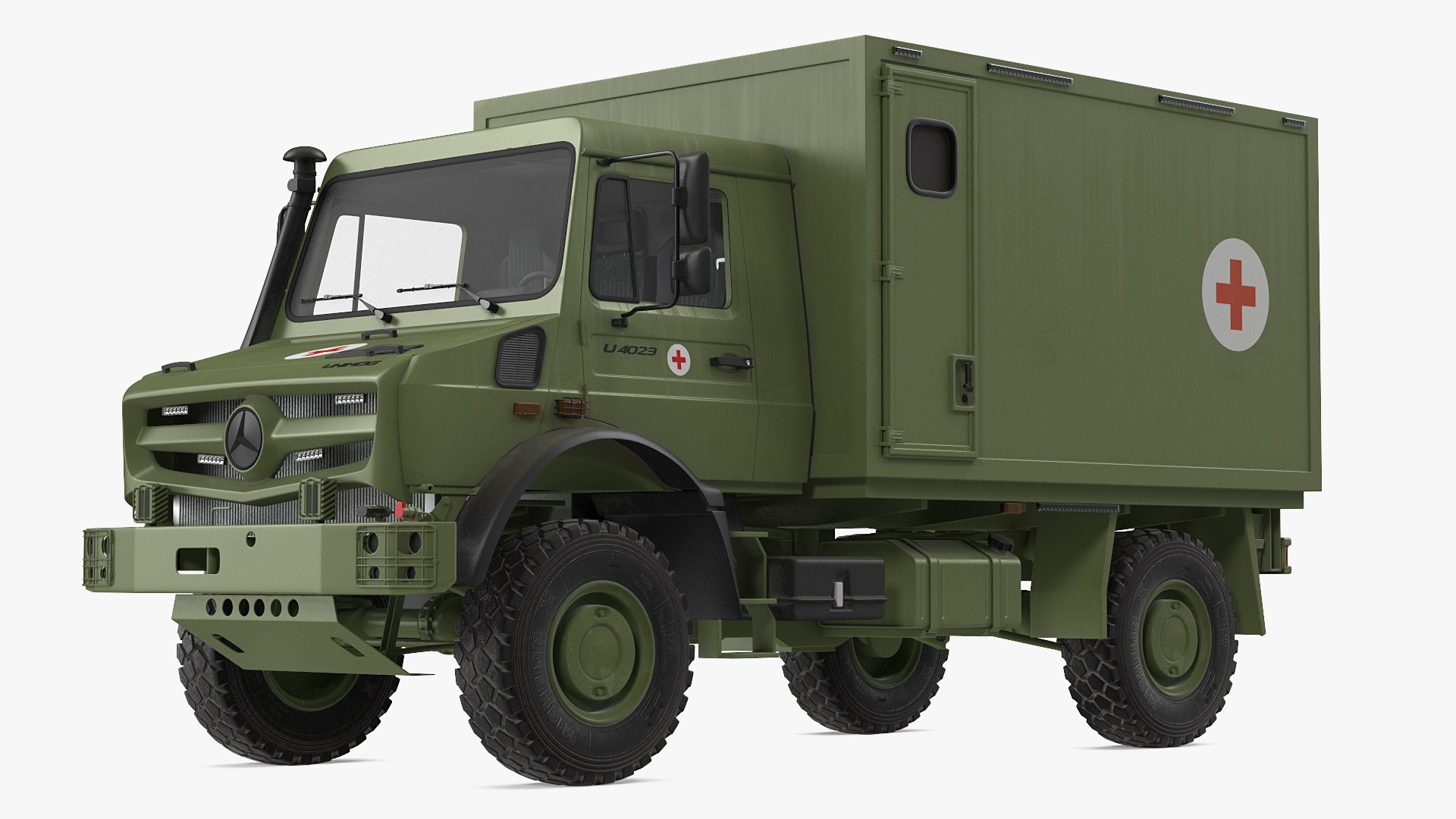 Mercedes Unimog 4023 Ambulance Vehicle Rigged 3D model preview