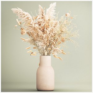 Bouquet of dried flowers in a vase of pampas grass branches reeds 289