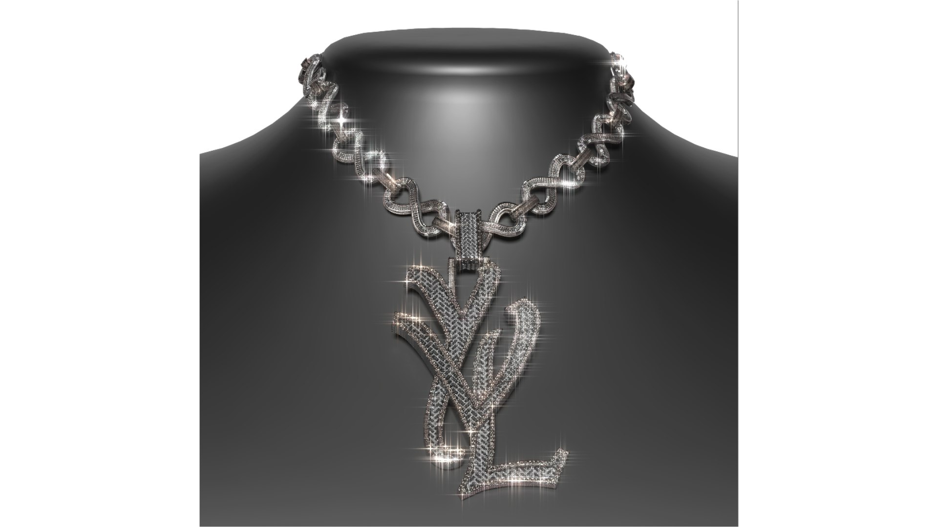 YVL playboi carti着用　トップ　ジルコニア　アイスアウト Playboi Carti - YVL Chain 3D Iced Out 3D Model Model - TurboSquid