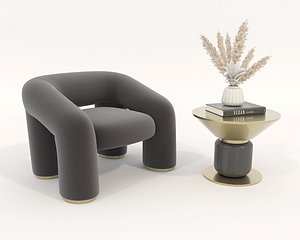 Modern Coffee Table and Armchair Set 79 3D model
