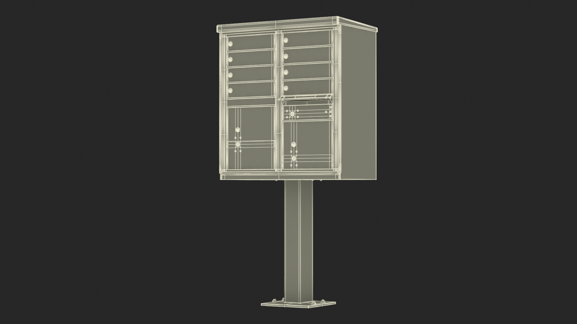 Grey Eight Door Two Parcel Cluster Mailbox 3D - TurboSquid 2022367
