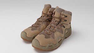 3D Olive Green military tactical army boots outdoor shoes uniform for soldiers and officers model