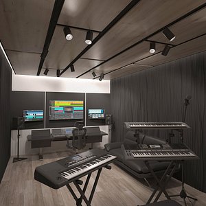 3D model room interior musical studio