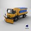 Realistic Snow Plow Truck 3D Model - Winter Service Vehicle with Plow and Salt Spreader