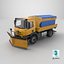 Realistic Snow Plow Truck 3D Model - Winter Service Vehicle with Plow and Salt Spreader