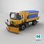 Realistic Snow Plow Truck 3D Model - Winter Service Vehicle with Plow and Salt Spreader