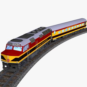 panama canal railway emd f-40ph diesel-electric locomotive with a passenger wagon model