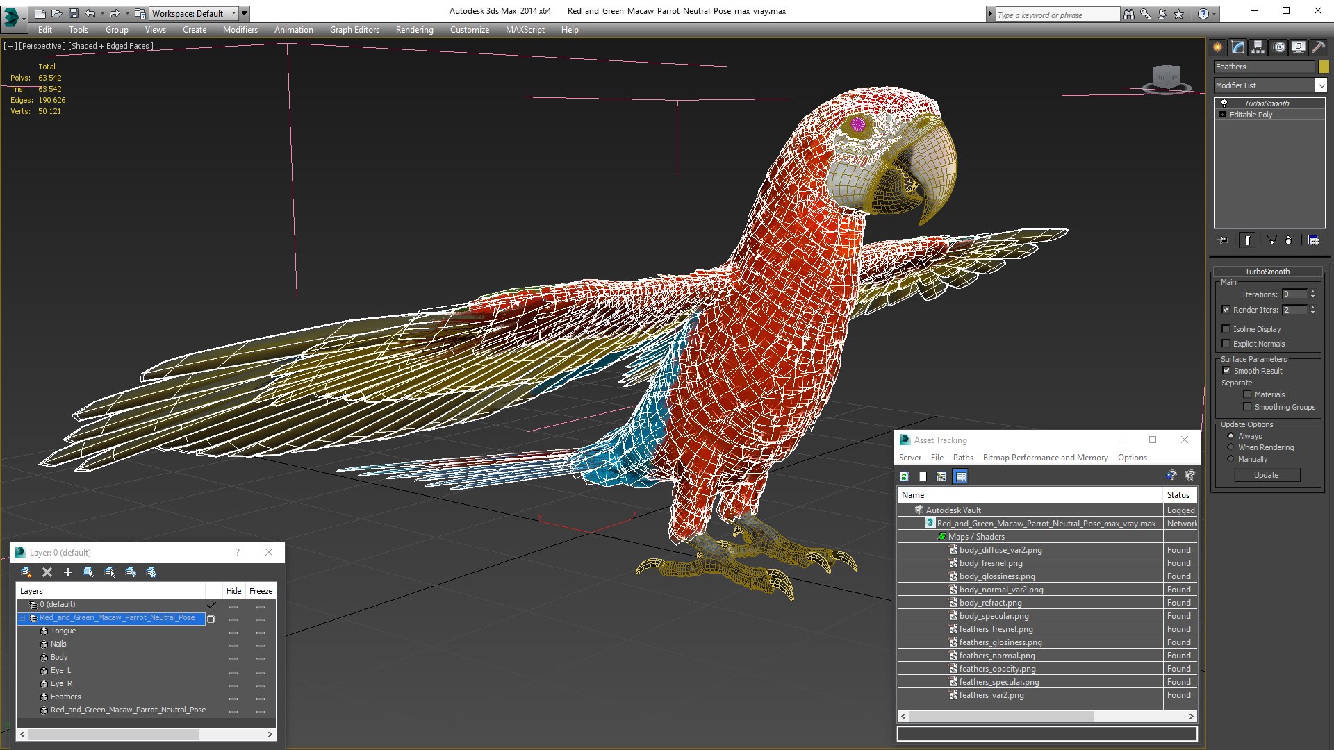 3D Red and Green Macaw Parrot Neutral Pose model - TurboSquid 1772707
