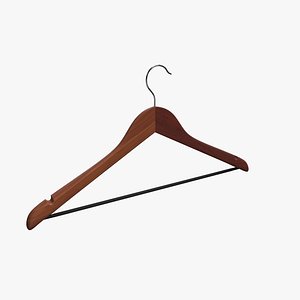 cloth hanger wooden 01 3D model