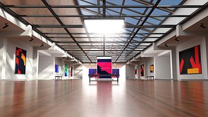Modern Art Gallery Exhibition Hall and Stand model