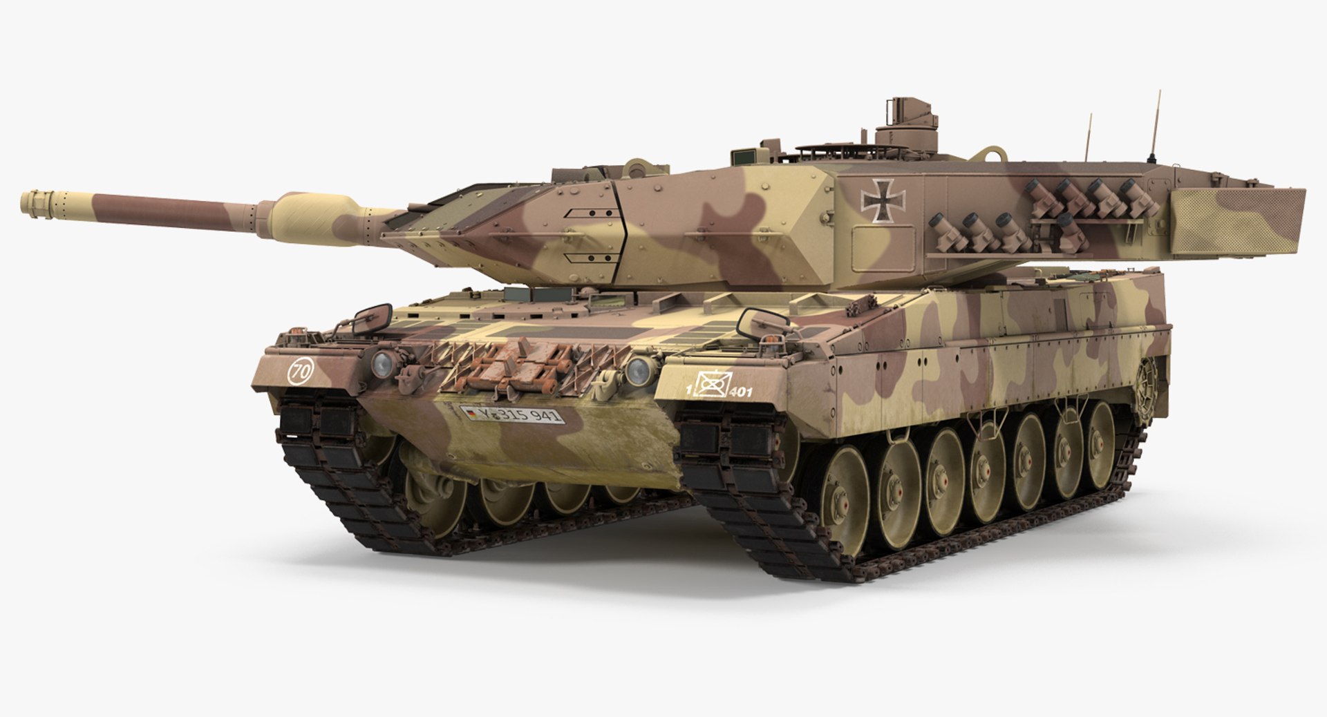 German Battle Tank Leopard 2A5 Desert Rigged 3D model preview