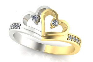 3D ring  two hearts