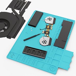Gaming Laptop Hardware Modules on Silicone Repair Mat