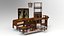 Set di mobili in legno in stile orientale asiatico - Texture PBR pronte per V-Ray