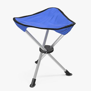 tripod folding chair blue 3d model