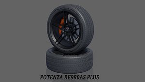 3d Wheel Model of Bridgestone Potenza RE980AS PLUS