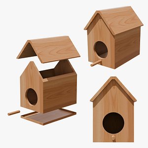 3D model Natural Wooden Birdhouse