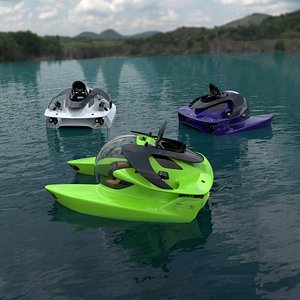 3D Aston Martin Submarine Ocean Water Rigged model