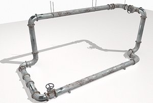 pack industrial rusted pipes 3D model