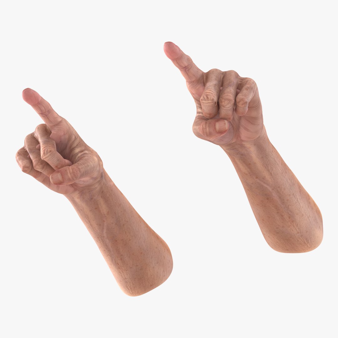 Old Man Hands 3 Pose 2 3D Model 3D model preview