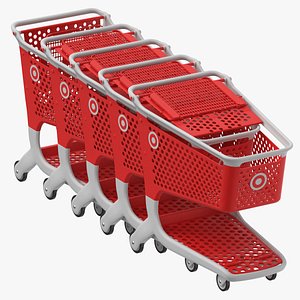 Plastic Shopping Carts 01 Row of 05