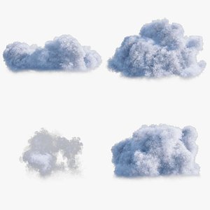 Realistic 3D Clouds with 4 different shapes and sizes - v1 to v4 - VDB Models not animated