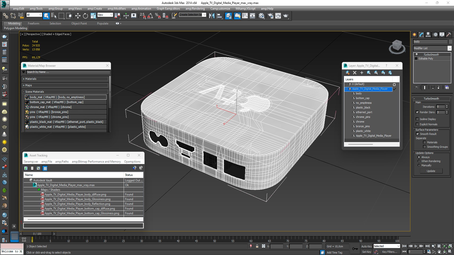 3D Apple TV Digital Media Player TurboSquid 2208735